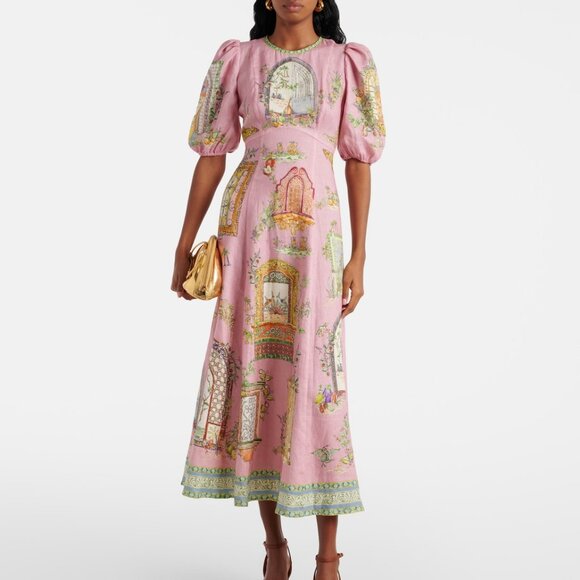 Alemais Monte Midi Dress Pink Print - Picture 1 of 16